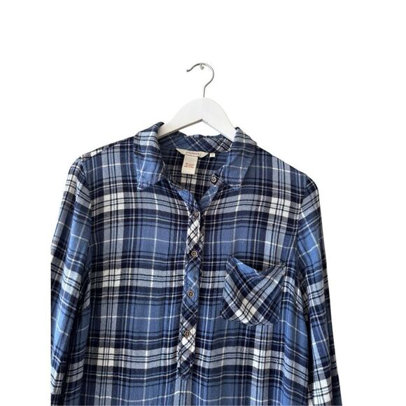 Sundance Flannel Button Up Shirt Long Sleeve Blue Plaid Flap Pockets Sz S #2375 - Picture 3 of 13